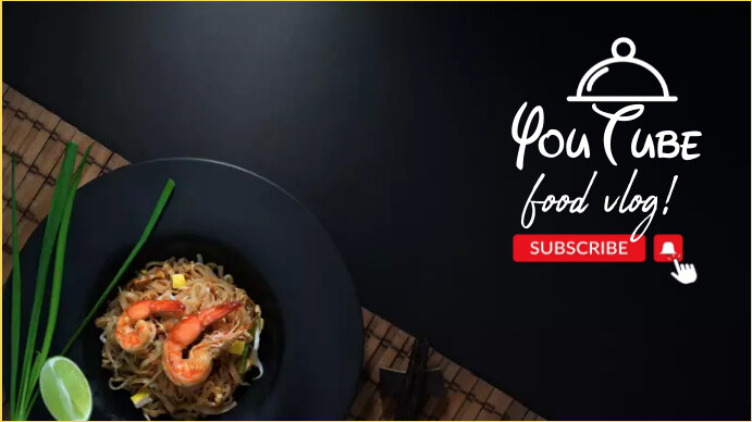 Black Modern food vlog youtube banner Template | PosterMyWall