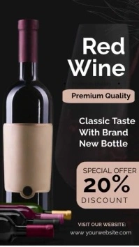 Black Modern Quality Red Wine Promotion Mobil Digital Display (9:16) template