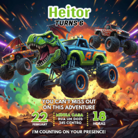 Black Monster Truck Birthday Party Instagram Post template