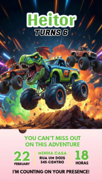 Black Monster Truck Birthday Party Instagram Story template