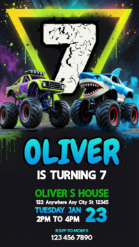 Black Monster Truck Birthday Party Instagram Story Instagram-verhaal template