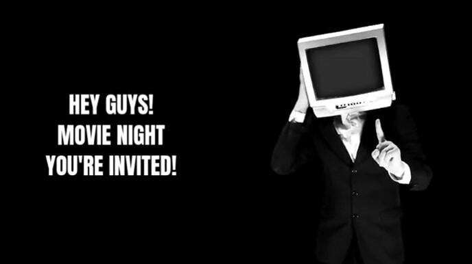 Black  Movie Night Video Invitation Flyer Digital Display (16:9) template