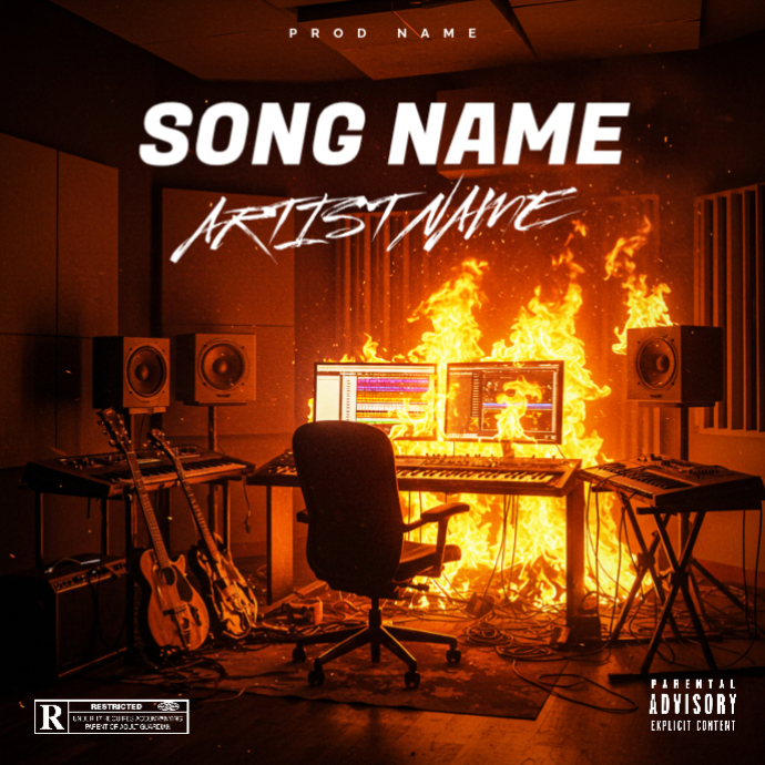Copy of Black Music Album Cover fire studio | PosterMyWall