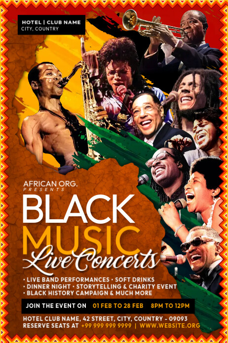 Black Music Concert Poster Template | PosterMyWall
