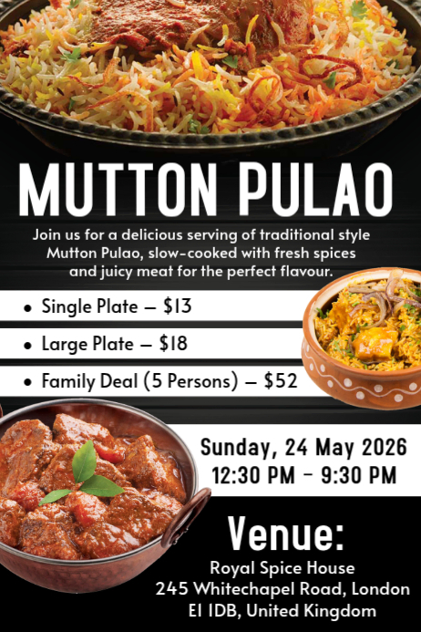 Modèle Black Mutton Pulao Event Poster | PosterMyWall