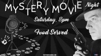 Black  Mystery Movie Night Video Invitation Digital Display (16:9) template