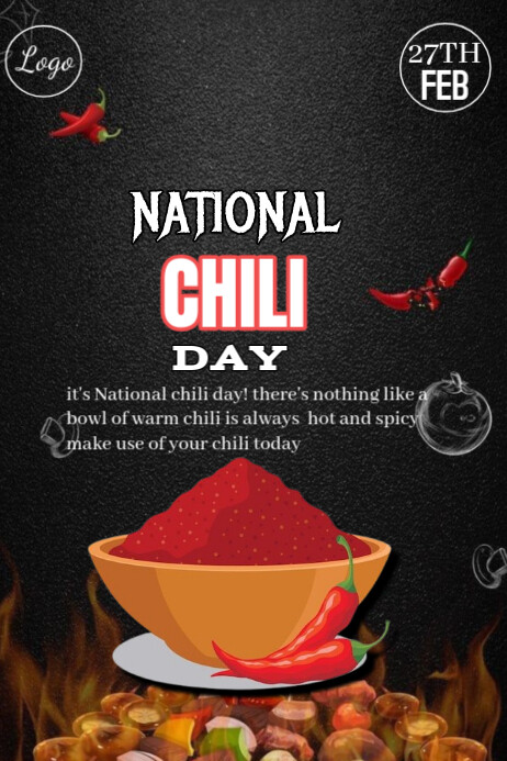 Black National Chili Day  Poster 海报 template