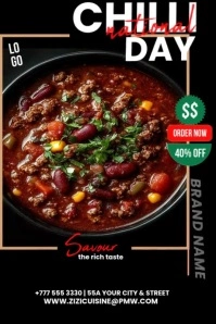 Black  National Chilli Day Poster template
