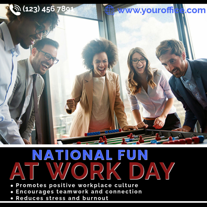 Black national fun at work day instagram post Templat | PosterMyWall
