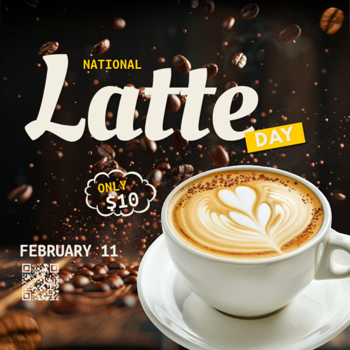 Black National Latte Day Instagram Post Template | PosterMyWall