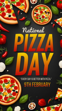 Black National Pizza Day Instagram Story template