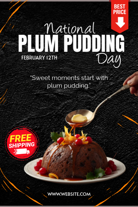 Black National Plum Pudding Day Poster Template | PosterMyWall