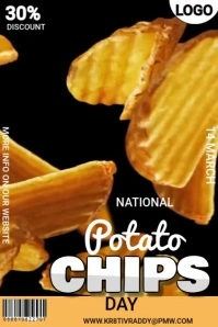 Black  National Potato Chips Day Poster Affiche template
