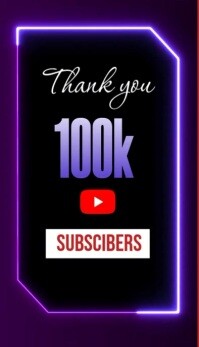 Black Neon 100k Subscribers  Business Card Kartu Bisnis template