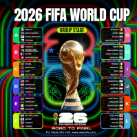 Black Neon 2026 FIFA World Cup Instagram Post template