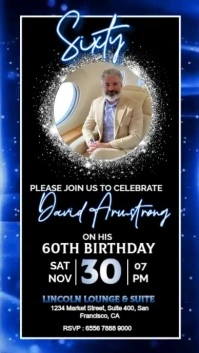 Black Neon 60th Birthday  Instagram Story template