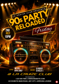 Black Neon 90s Party A3 template