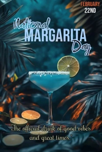 Black Neon A Promotional Flyer For A Happy Margarita Day  Pinterest Graphic template