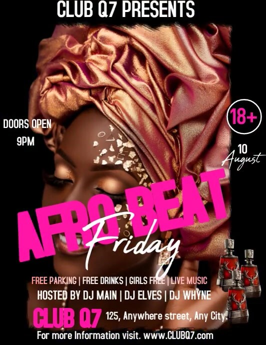 Copy of Black Neon Afro Beat Party Flyer (us Letter) | PosterMyWall
