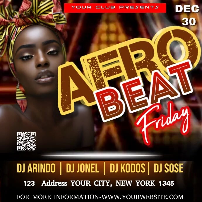 Black Neon Afro Beats Night Club Flyer Instag Template | PosterMyWall