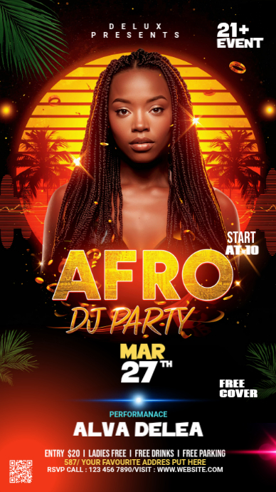 Copy of Black Neon Afro DJ Party Instagram Story | PosterMyWall