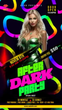 Black After Dark Party งานแสดงผลงานแบบดิจิทัล Template