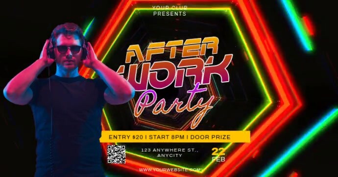 Black Neon After Work Party Gambar Bersama Facebook Obraz udostępniany na Facebooku template