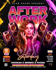 Black Neon After Work Party Instagram Portrait Video template