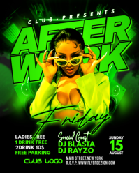 Black Neon After Work Party Instagram Portrait template