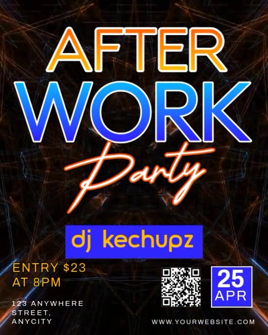 Black Neon After Work Party Instagram Portrait template