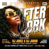 Black Neon After Work Party Instagram Post Instagram-opslag template