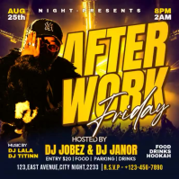 Black Neon After Work Party Square Video Kvadrat (1:1) template