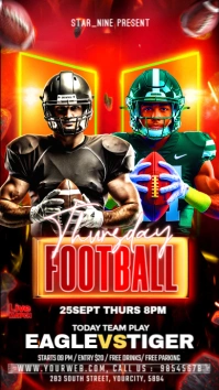 Black Neon American Football Game Night Flyer Instagram Story Instagram-Story template