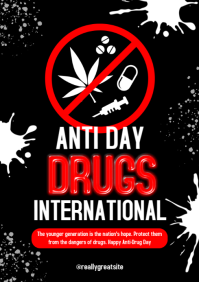 黑色 Anti-Drug Awareness A3 Template