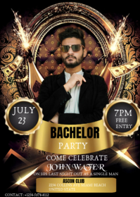 Black Neon Bachelor Party A6 template