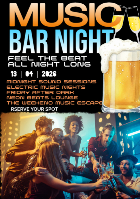 Black neon bar night music event a2 Template | PosterMyWall