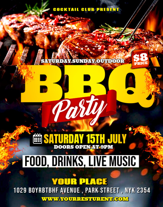Black Neon  Barbecue Party Poster/wallboard template