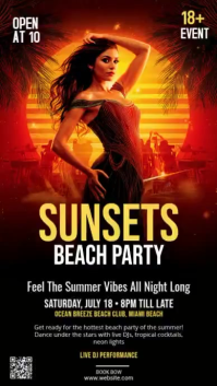 黑色 Beach Party Display digitale Template