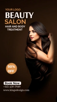 Black Neon Beauty Salon  Digital Display (9:16) template