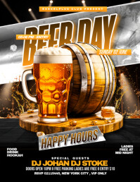 Black Neon Beer Day Happy Hour Editable Party Flyer Flyer (us Letter) template