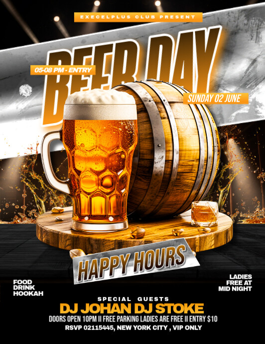 Black Neon Beer Day Happy Hour Editable Party Flyer Flyer (us Letter) Pamflet (VSA Brief) template