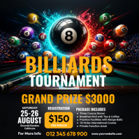 Black Billiards Tournament Сообщение Instagram Template