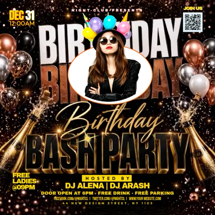 Birthday Bash Instagram Ad Template | PosterMyWall