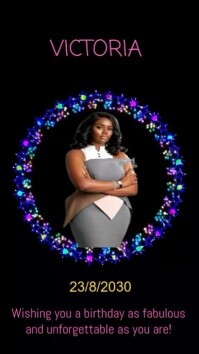 Black Neon Birthday Glow Up Graphics  Digital Display (9:16) template