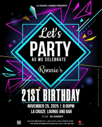 Black Neon Birthday Party Instagram Portrait template