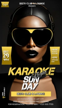Black Neon Black Background Gradient Karaoke Sunday Night  Business Card template