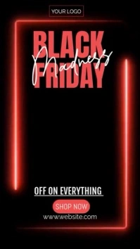 Black Neon Black Friday Sale Digital Display (9:16) template