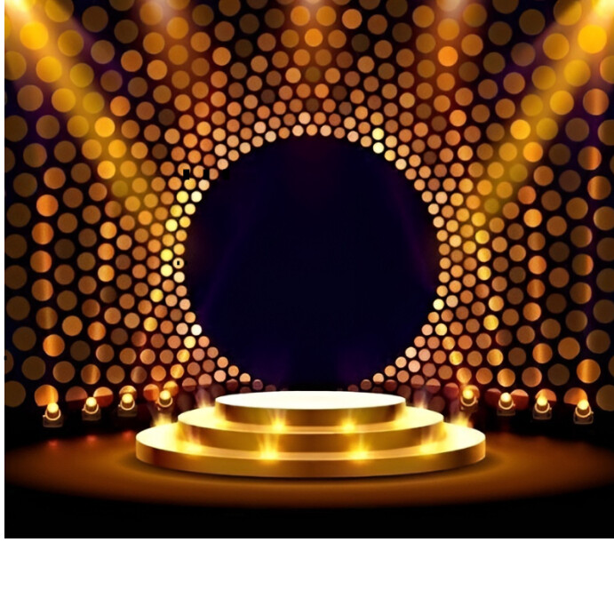 Black Neon Black Golden Backdrop Entertainment Stage Instagram Post template