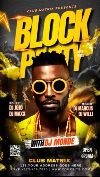 Black Neon Block Party Video Flyer Instagram Story template