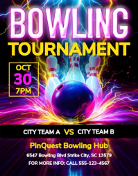 Black Bowling Tournament Poster/Wallboard Template